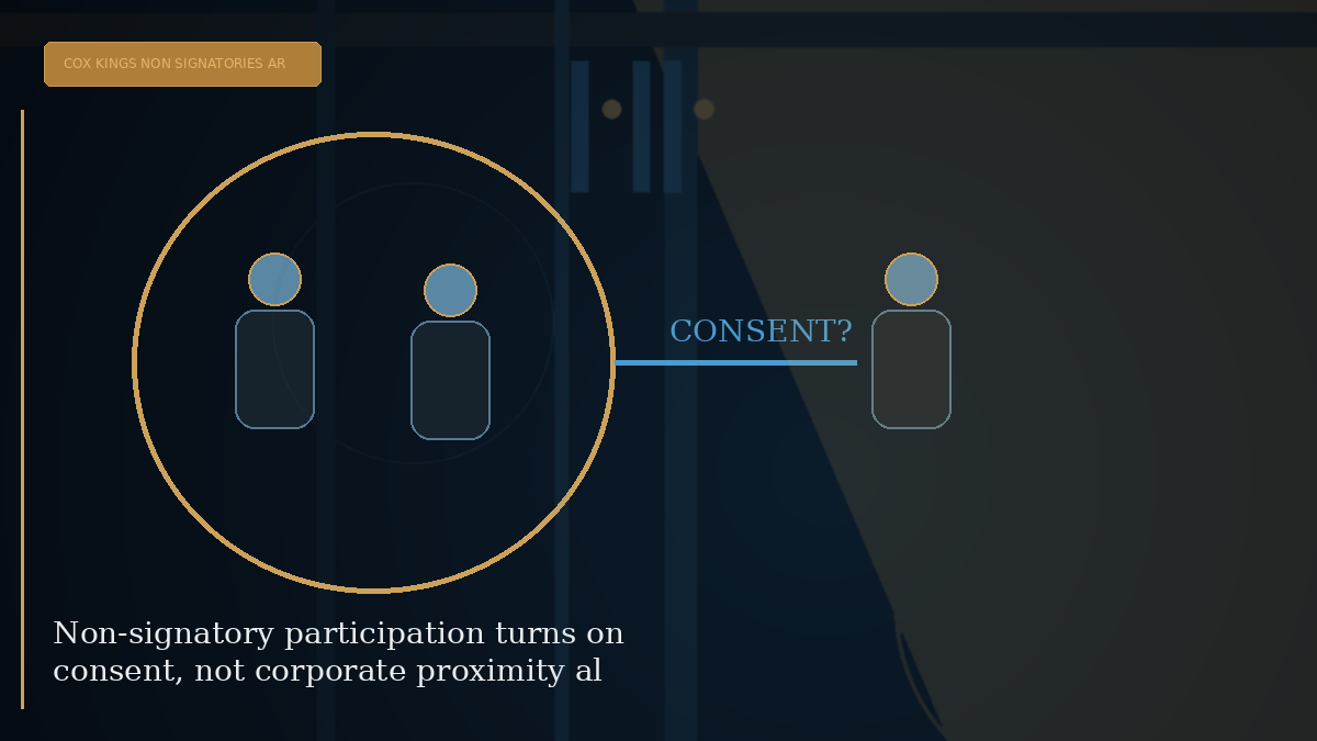 Editorial visual explaining Non-signatory participation turns on consent, not corporate proximity alone