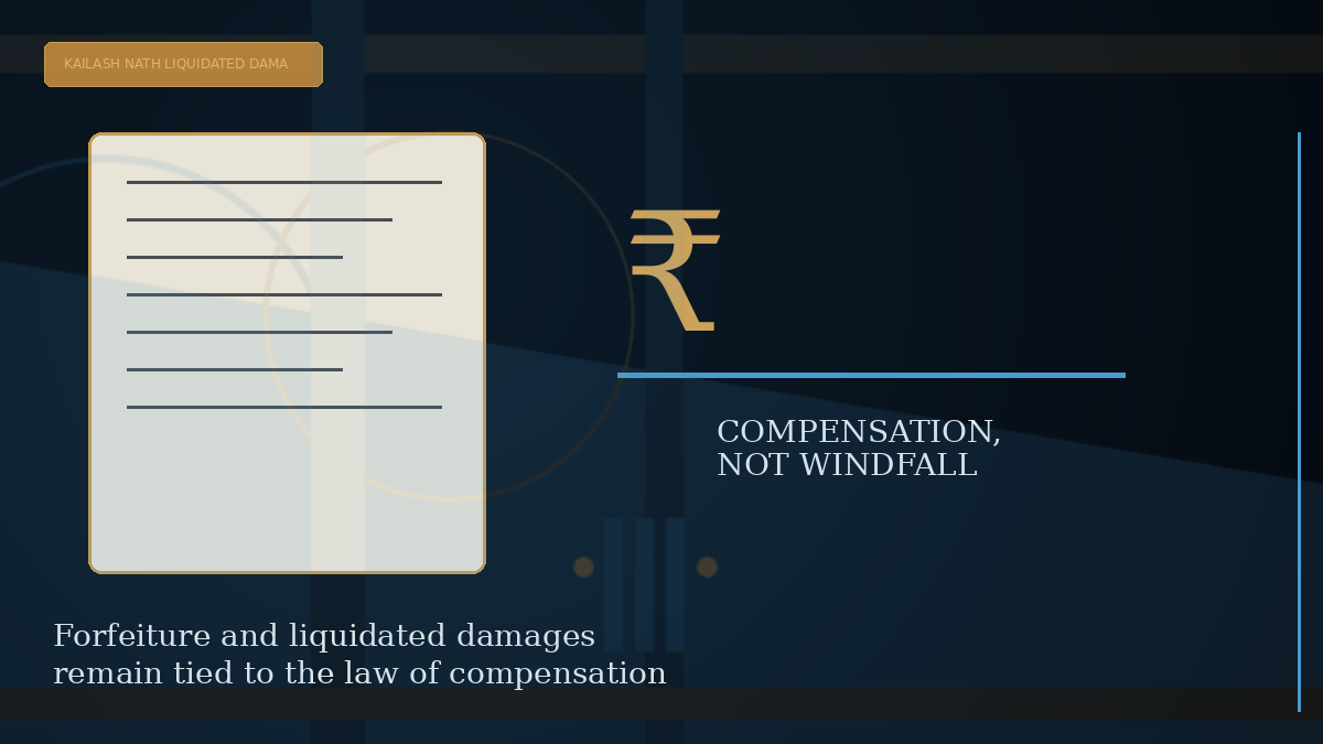 Editorial visual explaining Forfeiture and liquidated damages remain tied to the law of compensation