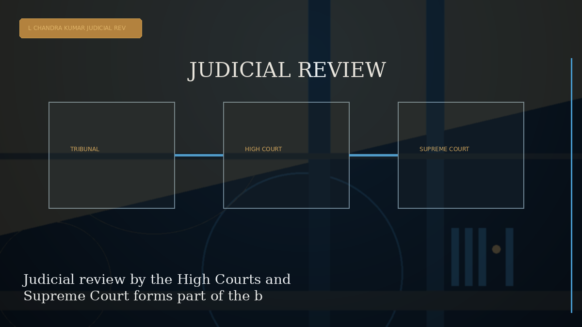 Editorial visual explaining Judicial review by the High Courts and Supreme Court forms part of the basic structure