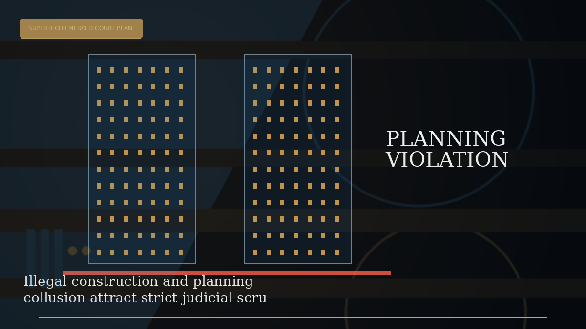 Editorial visual explaining Illegal construction and planning collusion attract strict judicial scrutiny
